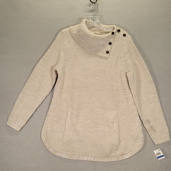 Style Co Womens Lurex Cowl Neck Sweater Light Beige Size Large main image 0